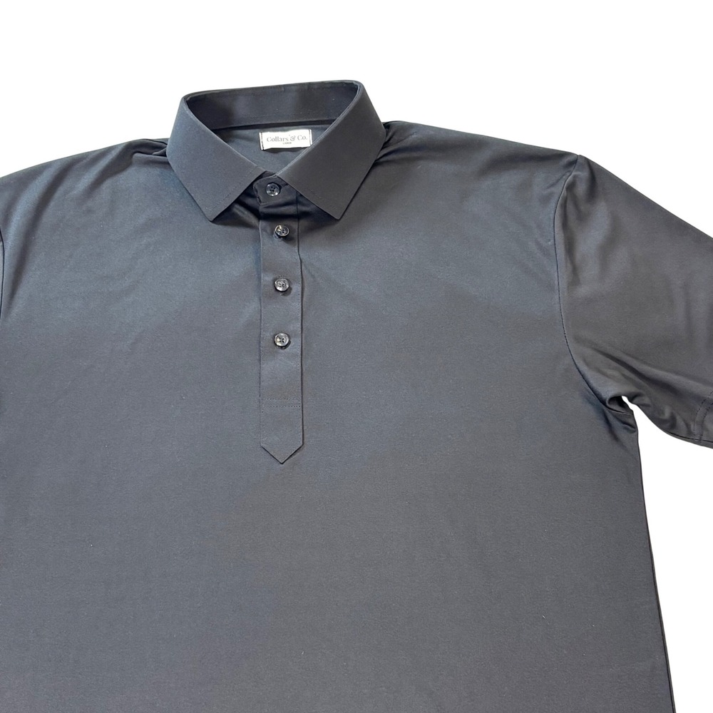 Collars & Co Mens Dress Collar Polo Shirt mens Large black